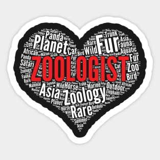 Zoologist Heart Shape Word Cloud Design print Sticker